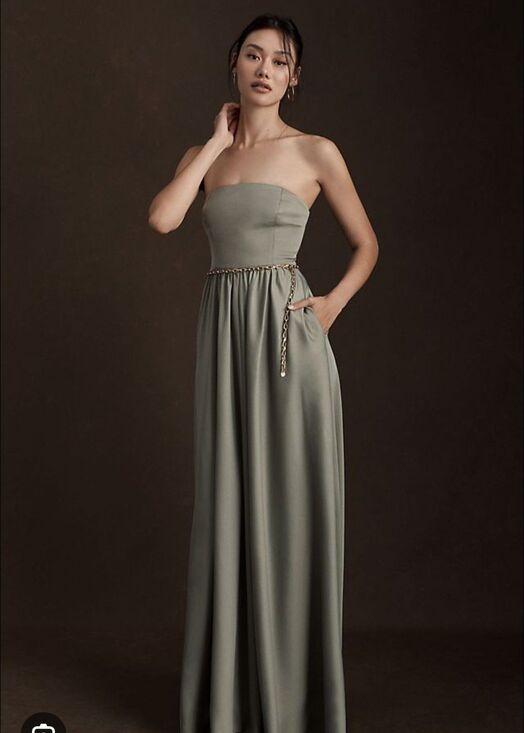 BHLDN Dresses & Skirts - BHLDN - Elsie Straight Neck Satin A-Line Gown Size US 10 Anthropologie